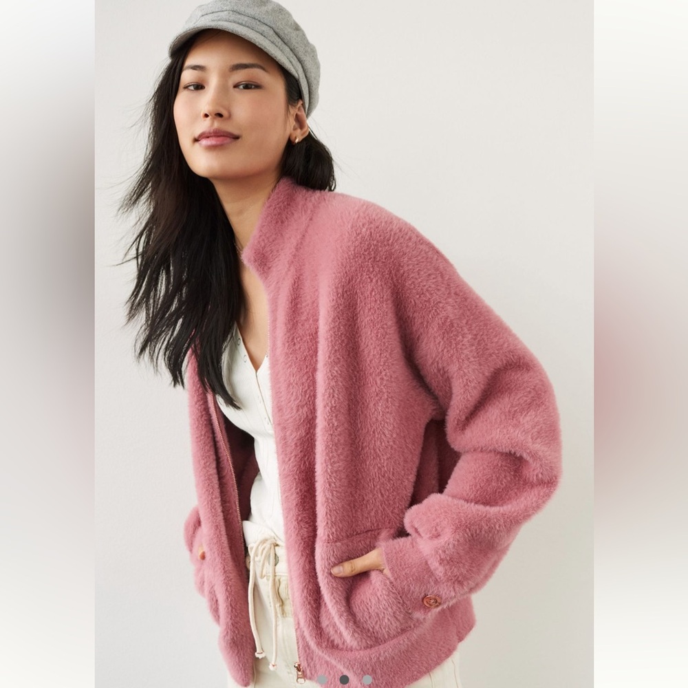 Anthropologie Mauve Eyelash Jacket - Picture 2 of 9